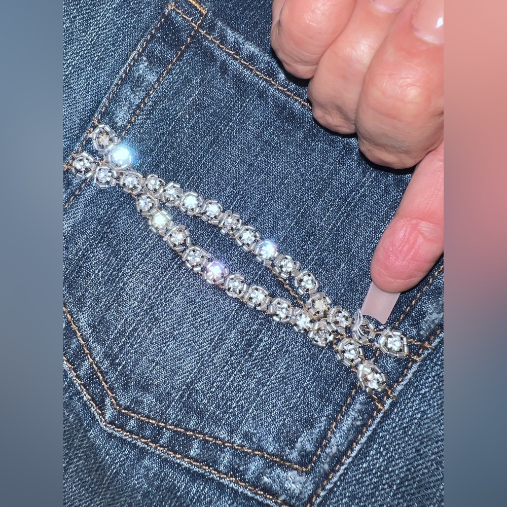Y2K Abercrombie & Fitch Rhinestone Denim Mini Skirt Size 8 - Picture 9 of 11